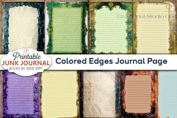 Download Colored Edges Lined Junk Journal Pages - Premium Resources